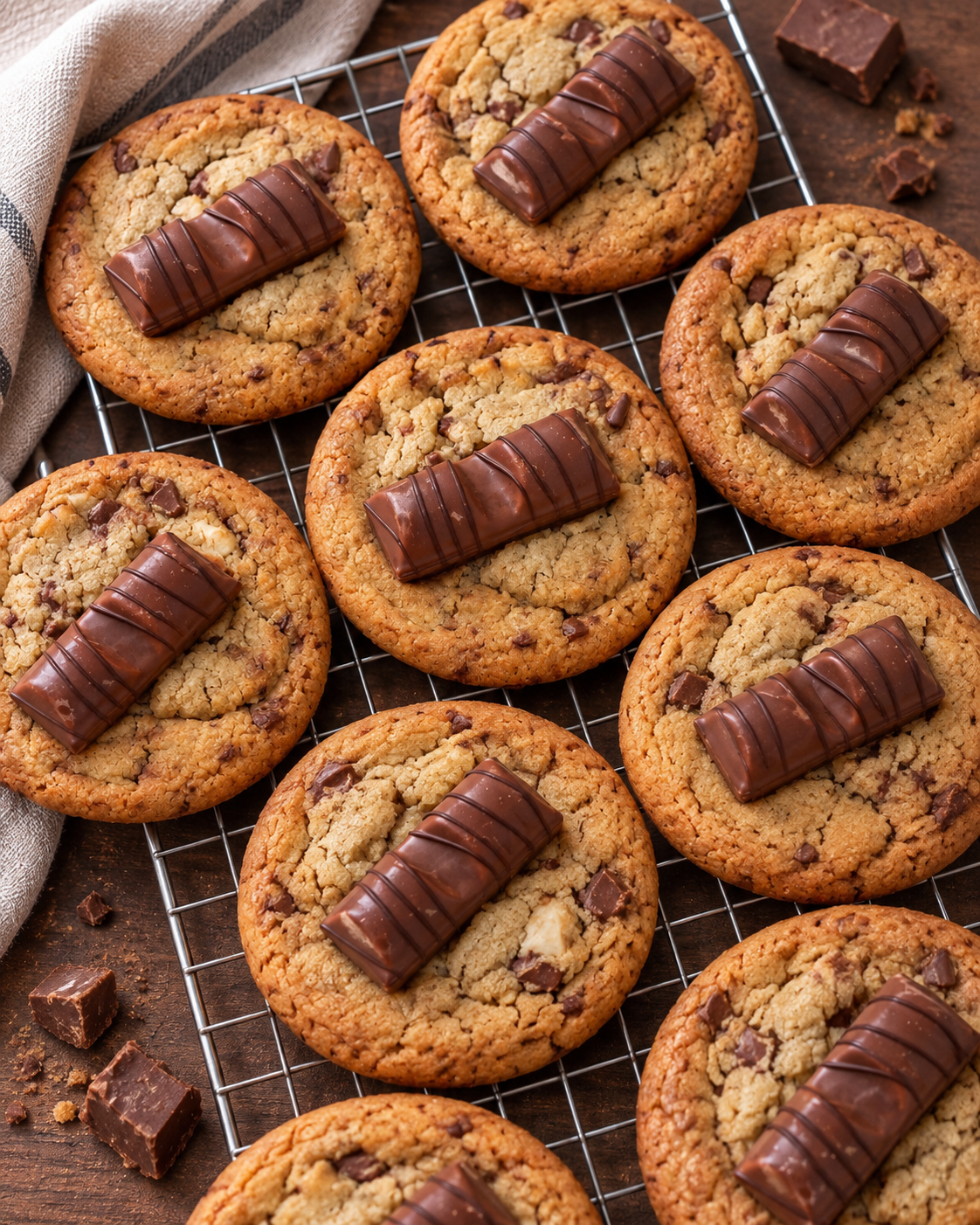 Chewy Brown-Butter Kinder Riegel Cookies mit Kinder Bueno
